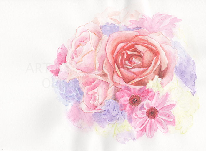 Roses and Flowers Watercolor Painting