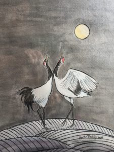 Cranes Japanese Lucky Charm Art Series by New Jersey Artist Kyoko Bartley