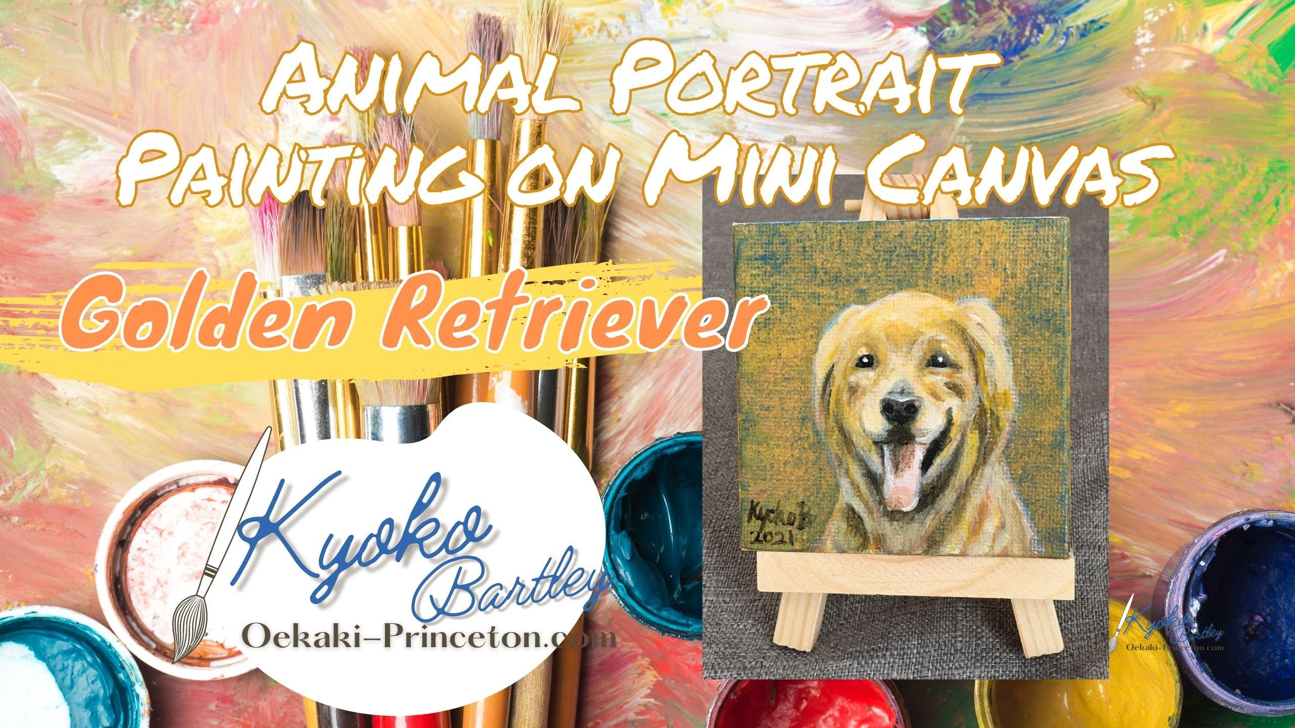 Painting a cat portrait with acrylics – mini canvas timelapse video