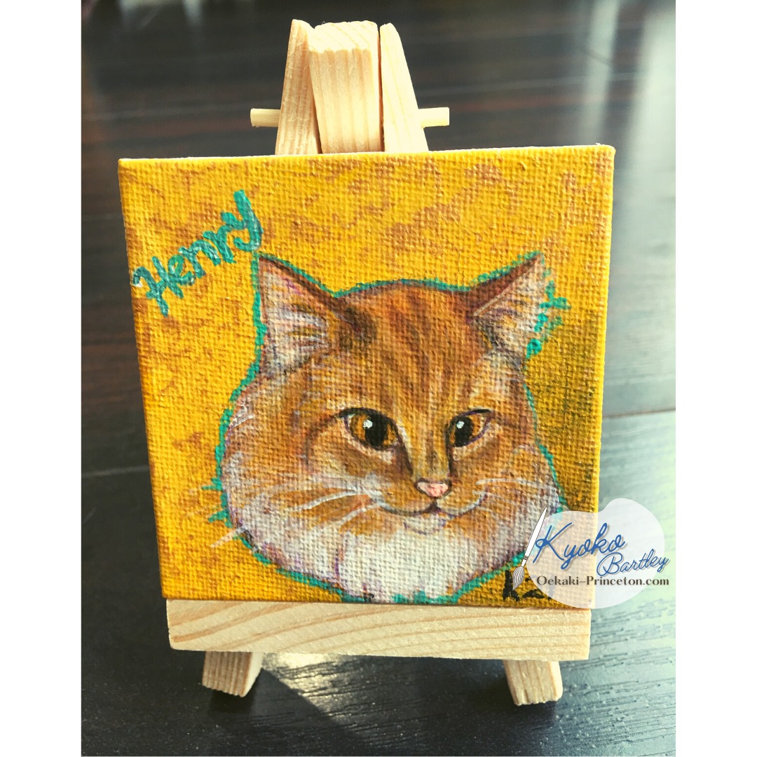 Pet Portrait Mini Canvas With Mini Easel Sample by Kyoko Bartley – Orange Cat