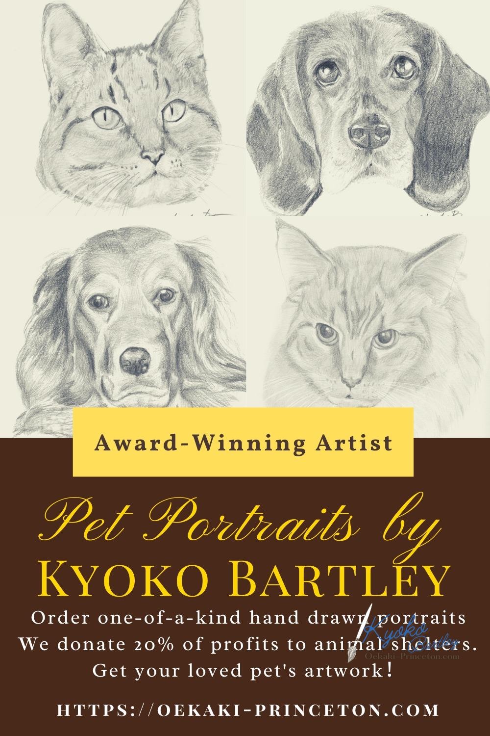 Animal and Pet Portrait Art Commissions open! Award-Winning Artist Kyoko Bartley