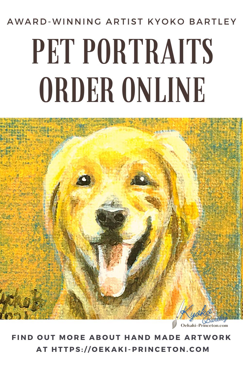 Mini dog portrait in acrylic – adorable 3x3 canvas art with display easel