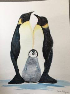 Penguin Family art by award-winning artist Kyoko Bartley