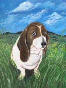 Basset Hound art by award-winning artist Kyoko Bartley