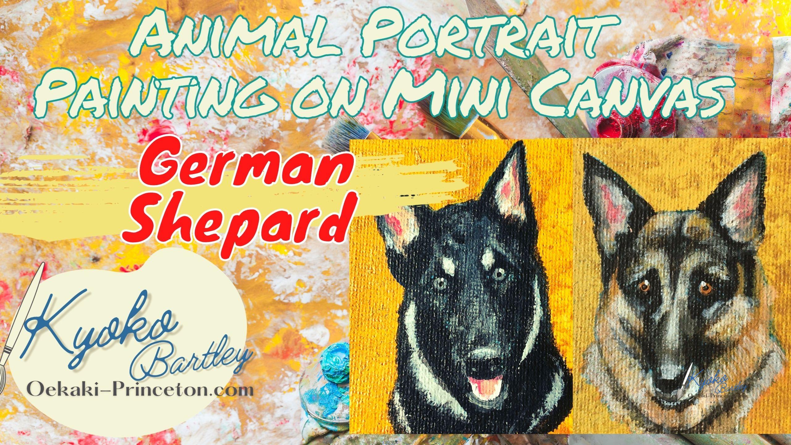 German Shepards Painting on YouTube by award-winning artist Kyoko Bartley