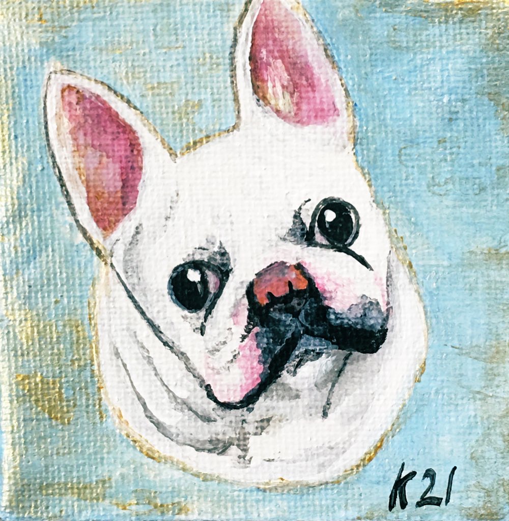 French Bulldog by Kyoko Bartley, Award- winning pet portraits, animal welfare artist in New Jersey.