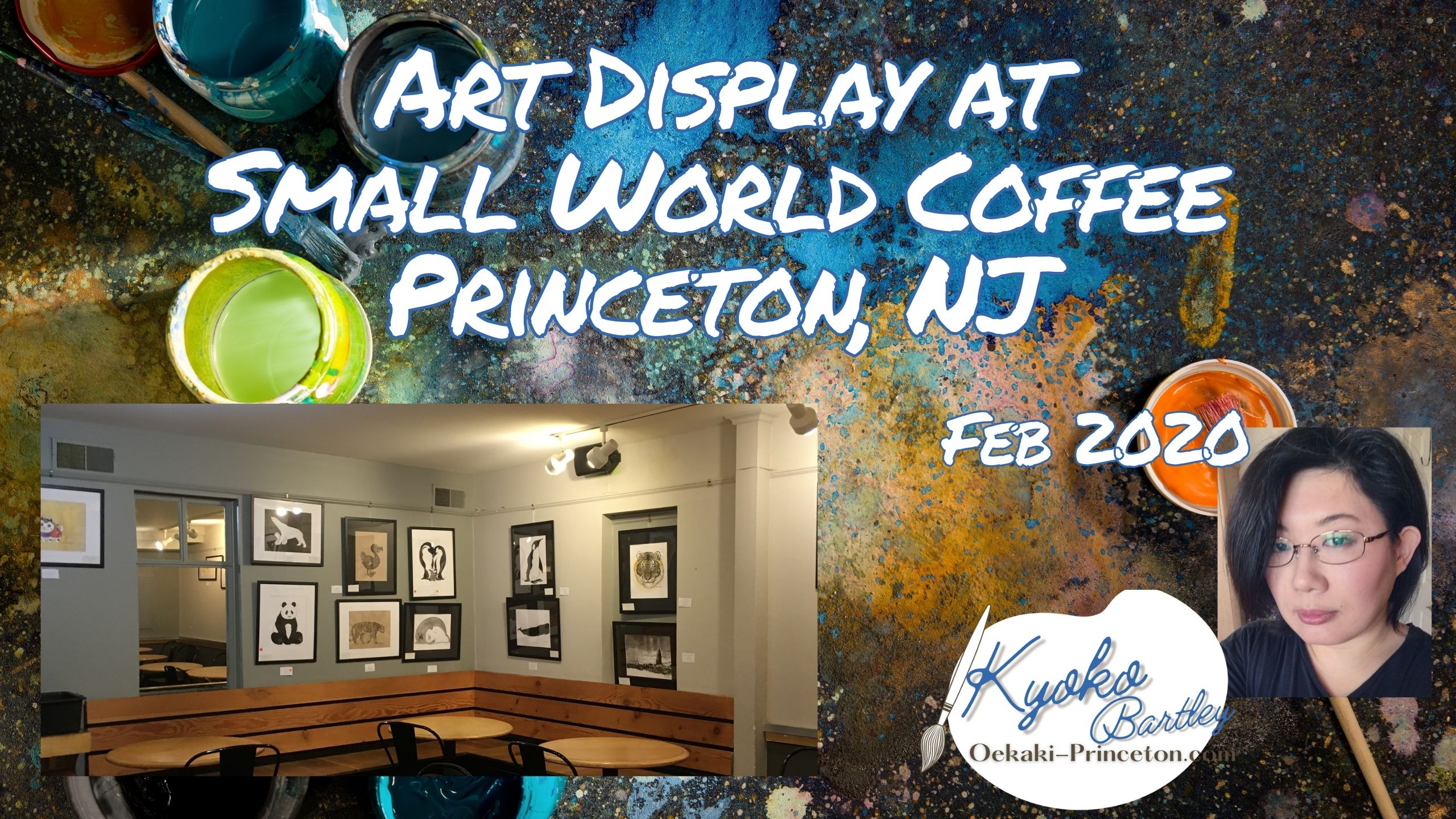 Art Display at Small World Coffee 2020 Feb by Kyoko Bartley | Oekaki Princeton | Video Gallery |