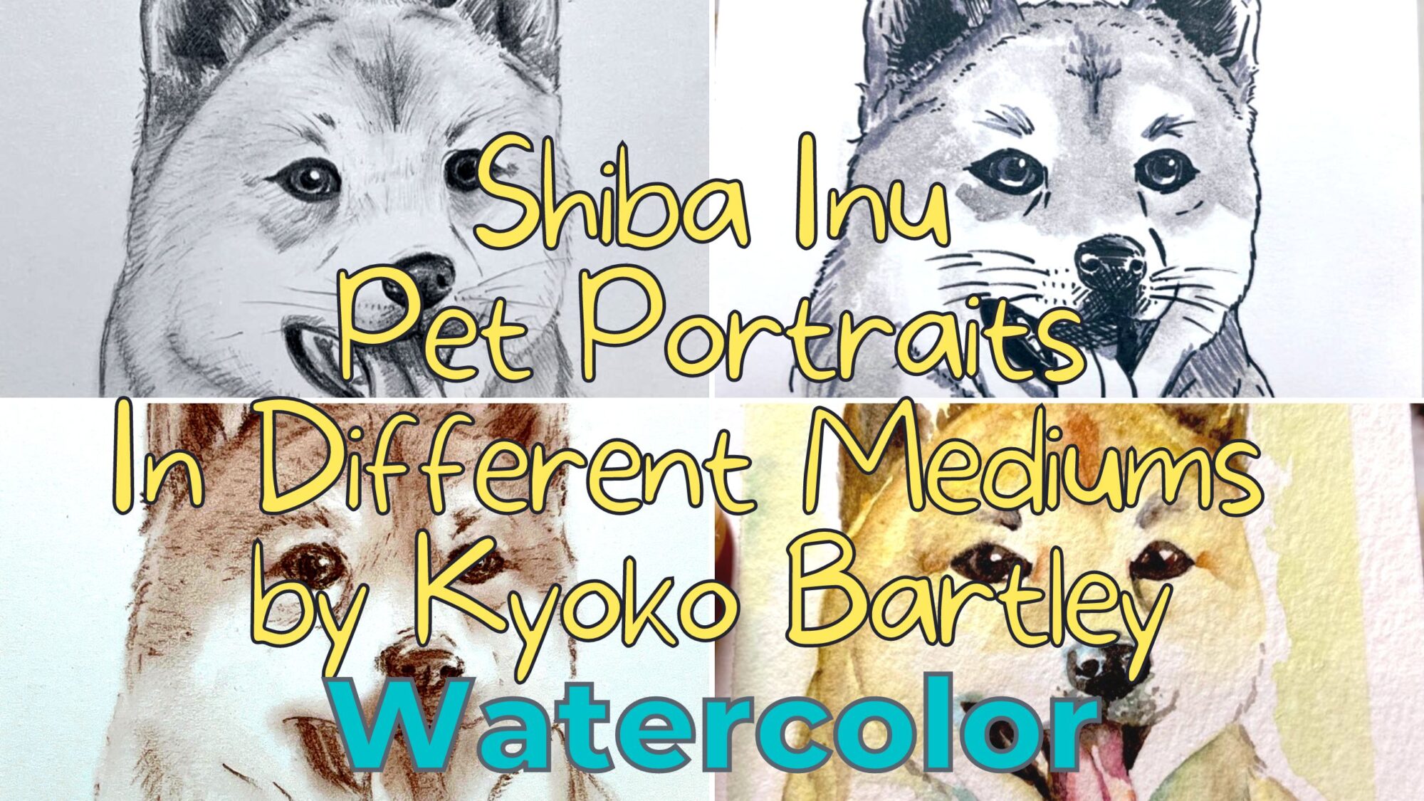 Shiba Inu Pet Portrait in Watercolor | Time-lapse painting | Kyoko Bartley